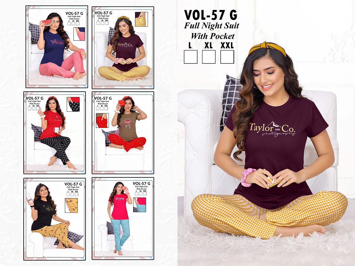 Ft 57 G Night Hosiery Cotton Wholesale Night Suits Collection